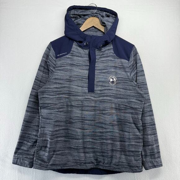 Zero Restriction Hoodie Men's Medium Blue Wave Pattern Snap Pebble Beach Golf - Picture 1 of 11